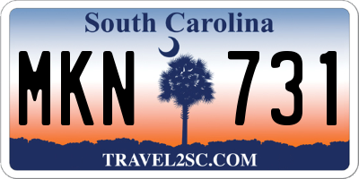 SC license plate MKN731