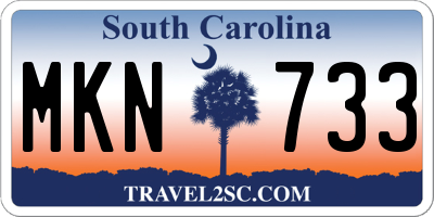 SC license plate MKN733