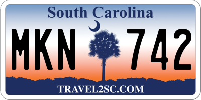 SC license plate MKN742