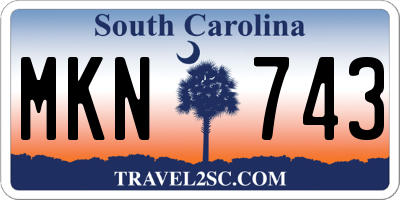 SC license plate MKN743