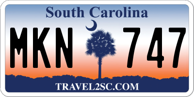 SC license plate MKN747