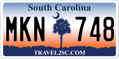 SC license plate MKN748