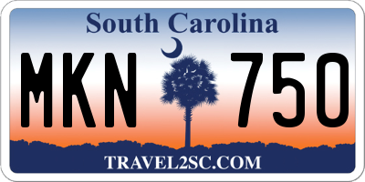 SC license plate MKN750