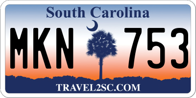 SC license plate MKN753