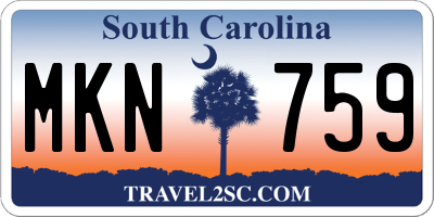 SC license plate MKN759