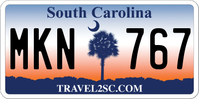 SC license plate MKN767