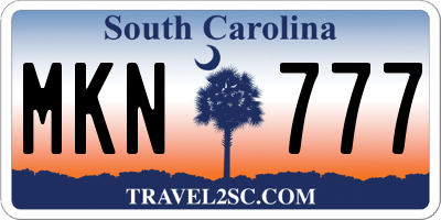 SC license plate MKN777