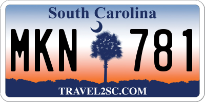 SC license plate MKN781