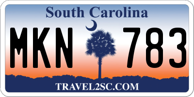 SC license plate MKN783