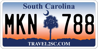 SC license plate MKN788