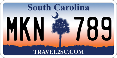SC license plate MKN789