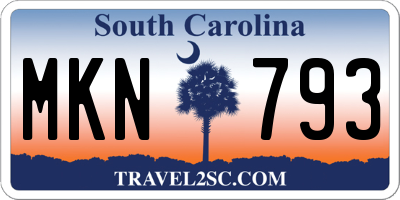 SC license plate MKN793