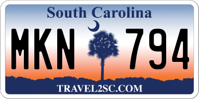 SC license plate MKN794