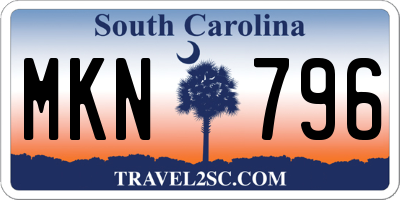SC license plate MKN796
