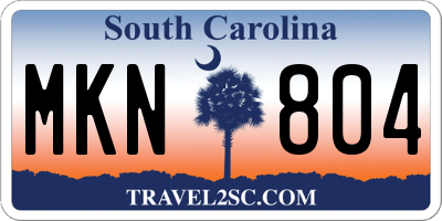 SC license plate MKN804