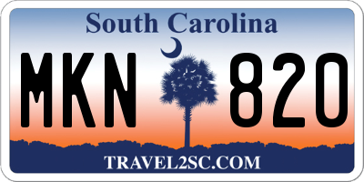 SC license plate MKN820