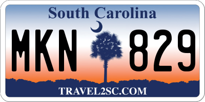 SC license plate MKN829