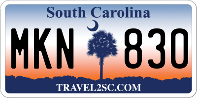 SC license plate MKN830