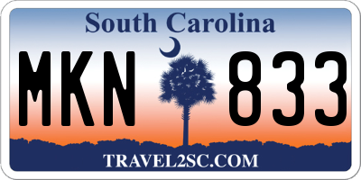 SC license plate MKN833