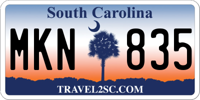 SC license plate MKN835