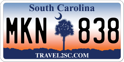 SC license plate MKN838