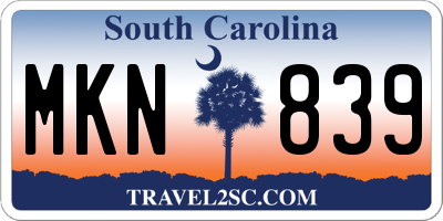 SC license plate MKN839
