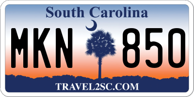 SC license plate MKN850