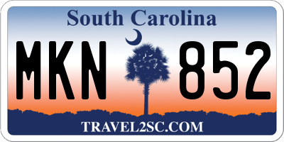 SC license plate MKN852