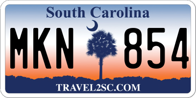 SC license plate MKN854