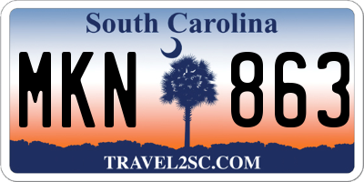 SC license plate MKN863