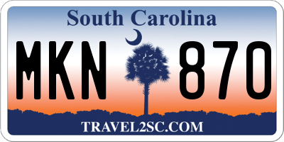 SC license plate MKN870