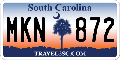 SC license plate MKN872