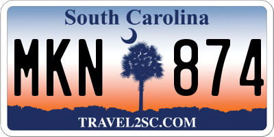 SC license plate MKN874