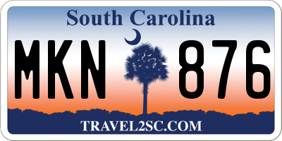 SC license plate MKN876