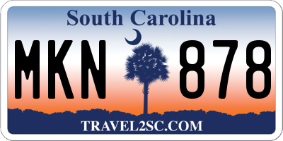 SC license plate MKN878