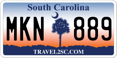 SC license plate MKN889