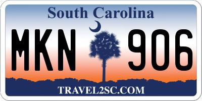 SC license plate MKN906