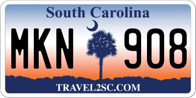 SC license plate MKN908