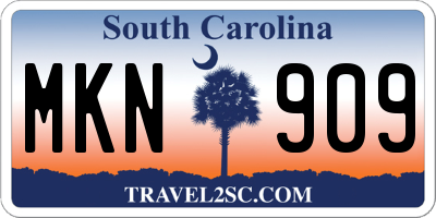 SC license plate MKN909