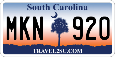 SC license plate MKN920
