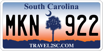 SC license plate MKN922
