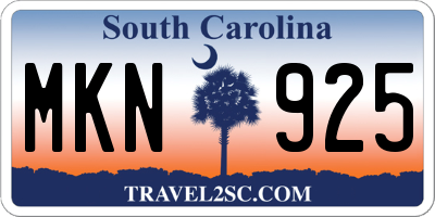 SC license plate MKN925