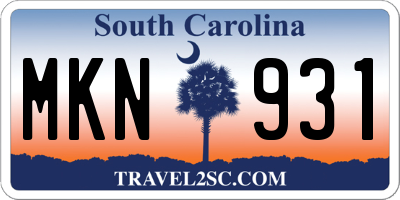 SC license plate MKN931