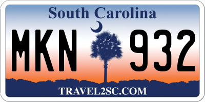 SC license plate MKN932