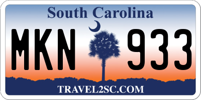 SC license plate MKN933
