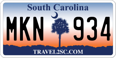 SC license plate MKN934