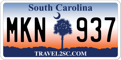 SC license plate MKN937