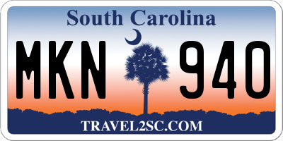 SC license plate MKN940