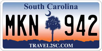 SC license plate MKN942