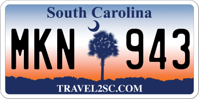 SC license plate MKN943